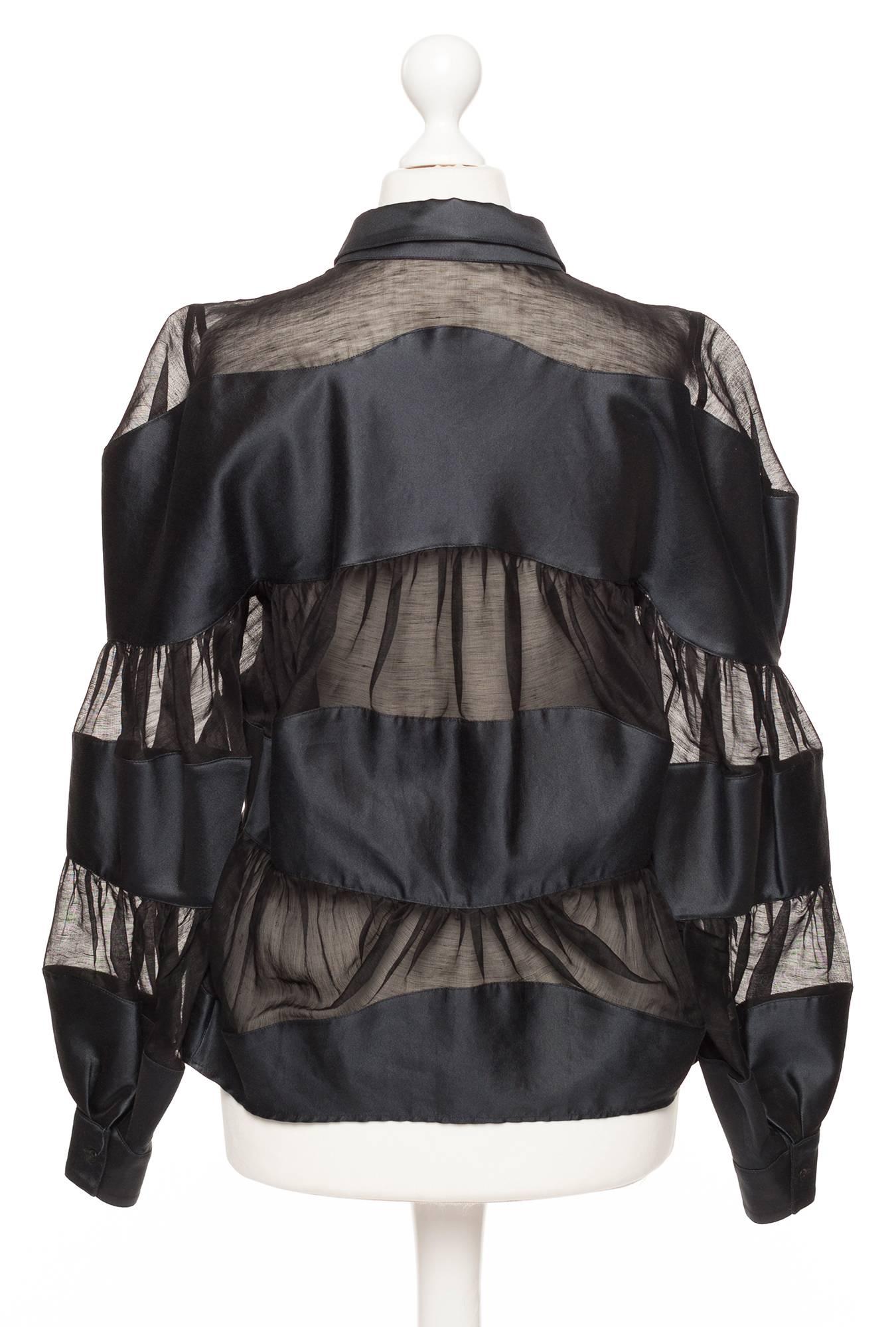 Viktor & Rolf silk stripe sheer blouse from Runway, Sz. S In Excellent Condition In Berlin, DE