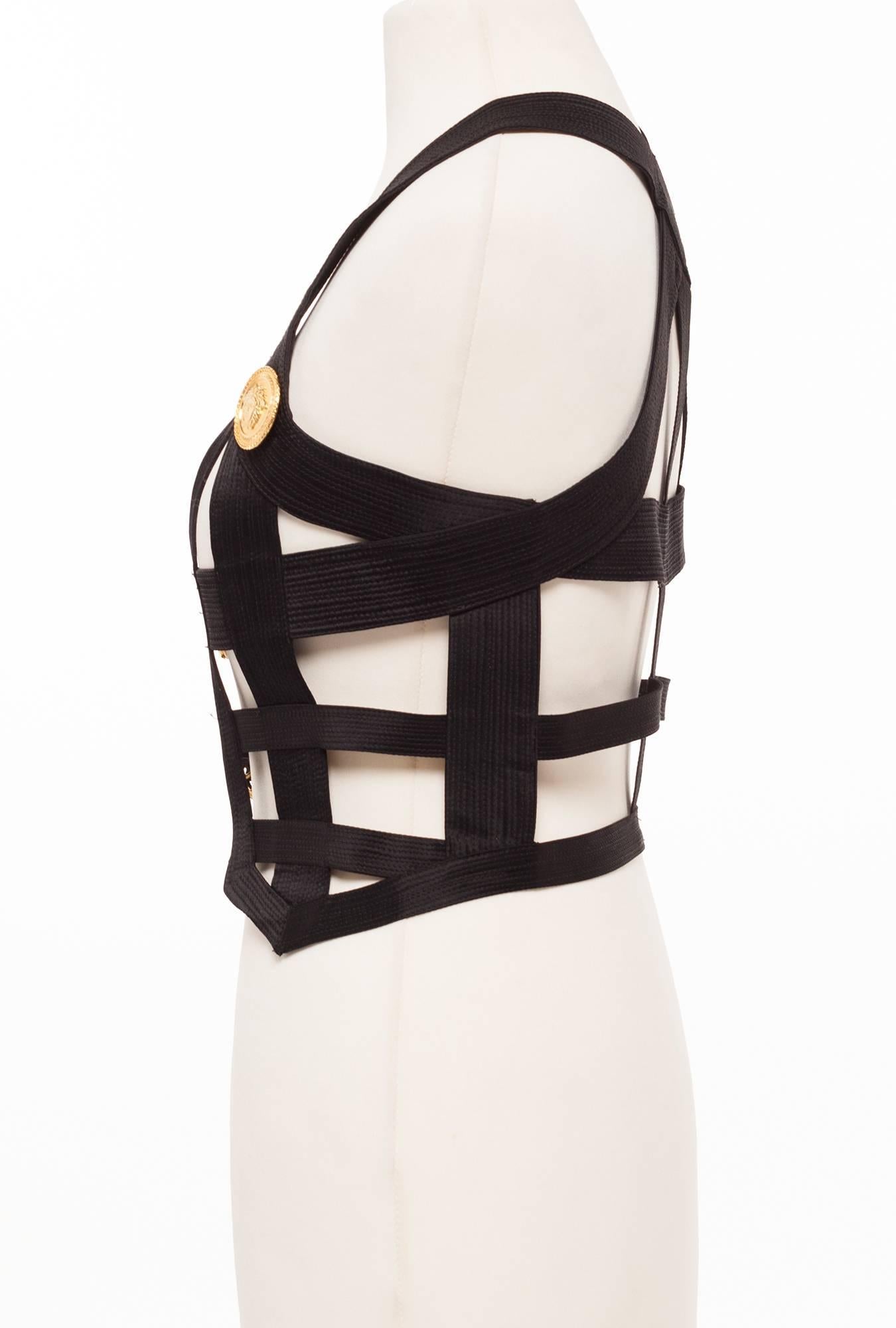 Women's Vintage 92 Gianni Versace Couture Bondage Bustier, Sz. XS