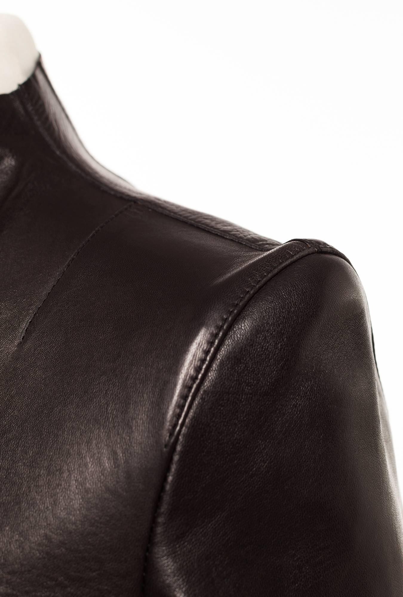 Mid 90s Gucci by Tom Ford asymmetrical Leather Blazer, Sz. M 2