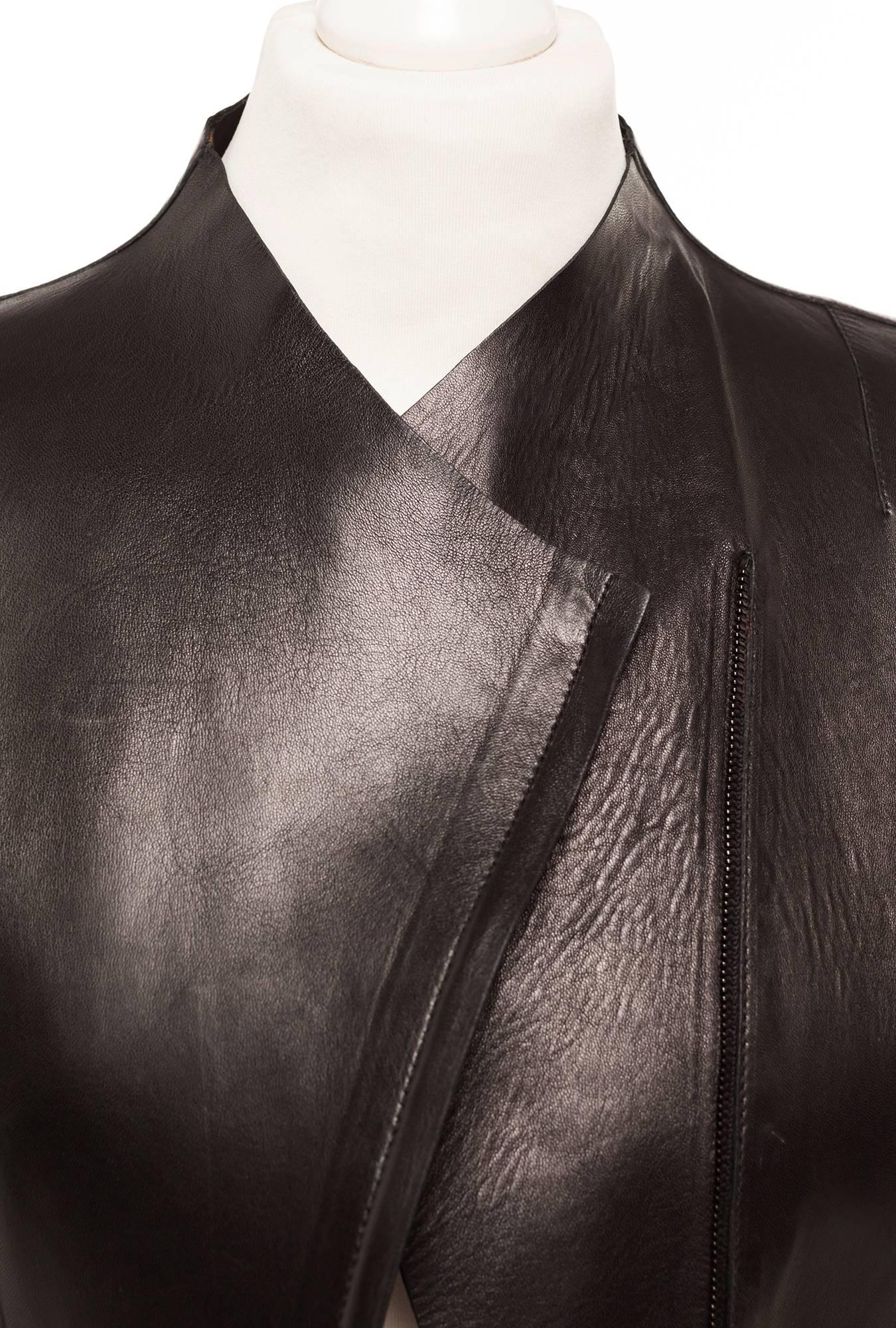 Mid 90s Gucci by Tom Ford asymmetrical Leather Blazer, Sz. M 4