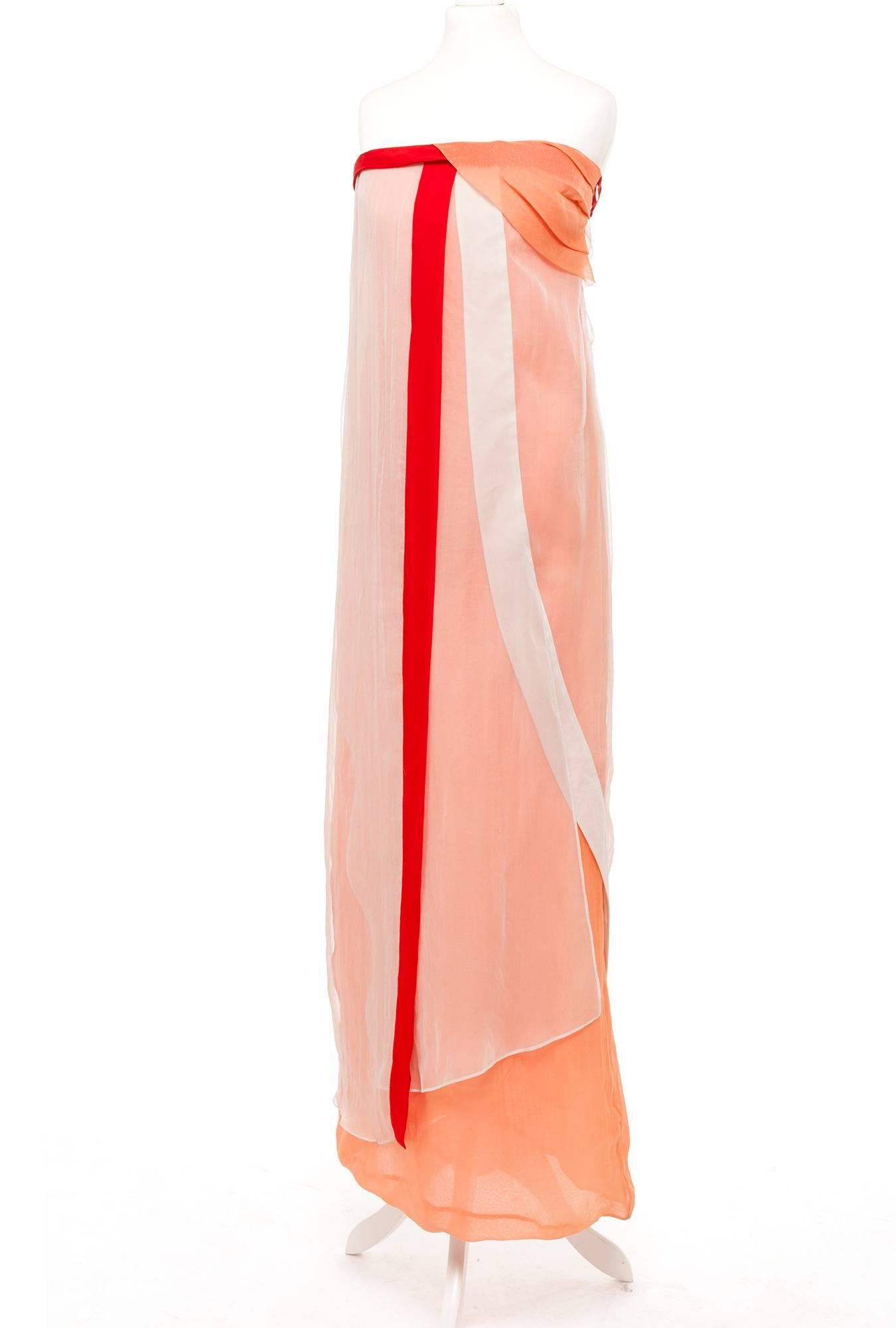 Orange Costume National Silk column summer dress, Sz.XS For Sale