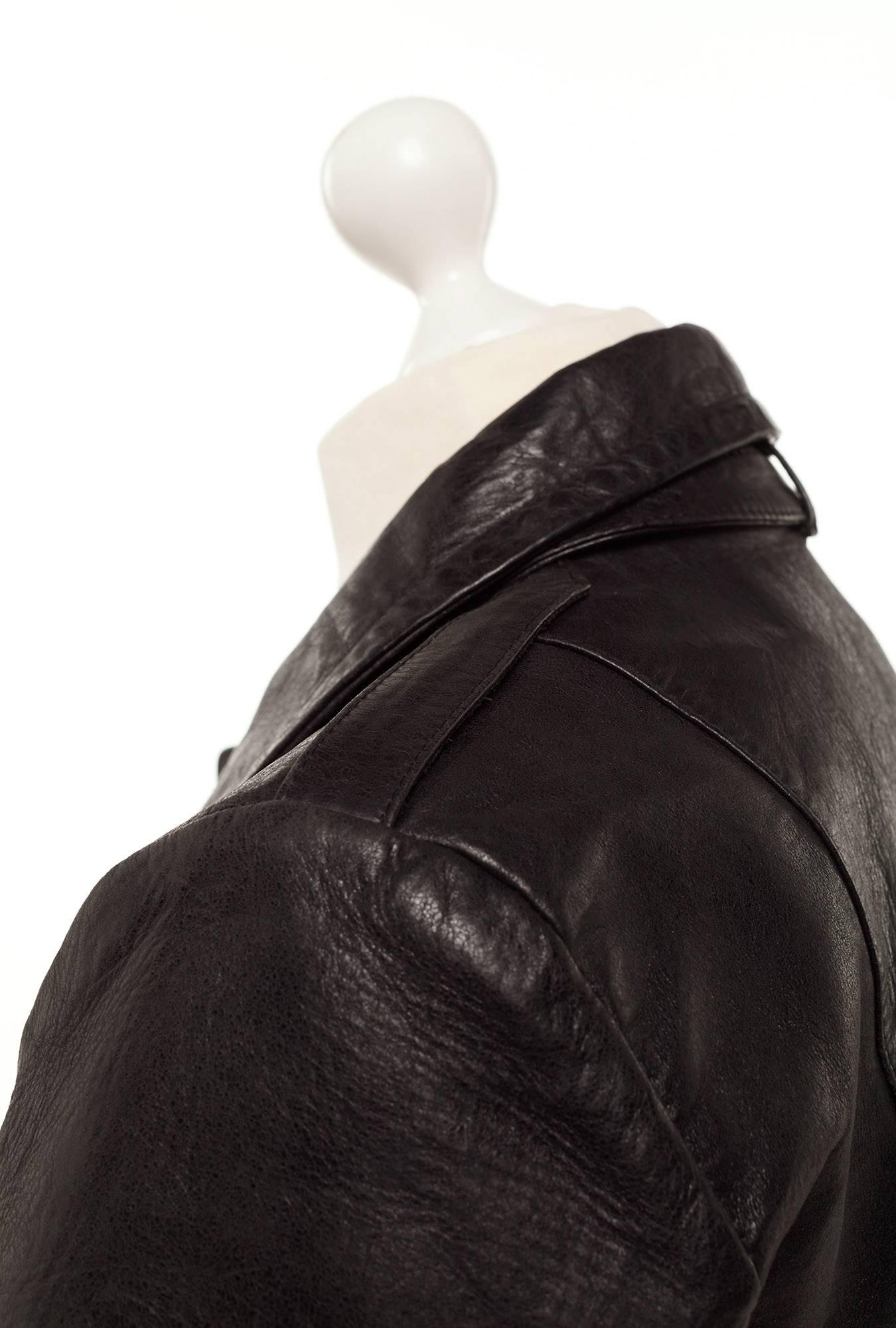 Black Balenciaga by Nicolas Ghesquiere Leather Bomber jacket, Sz. M For Sale