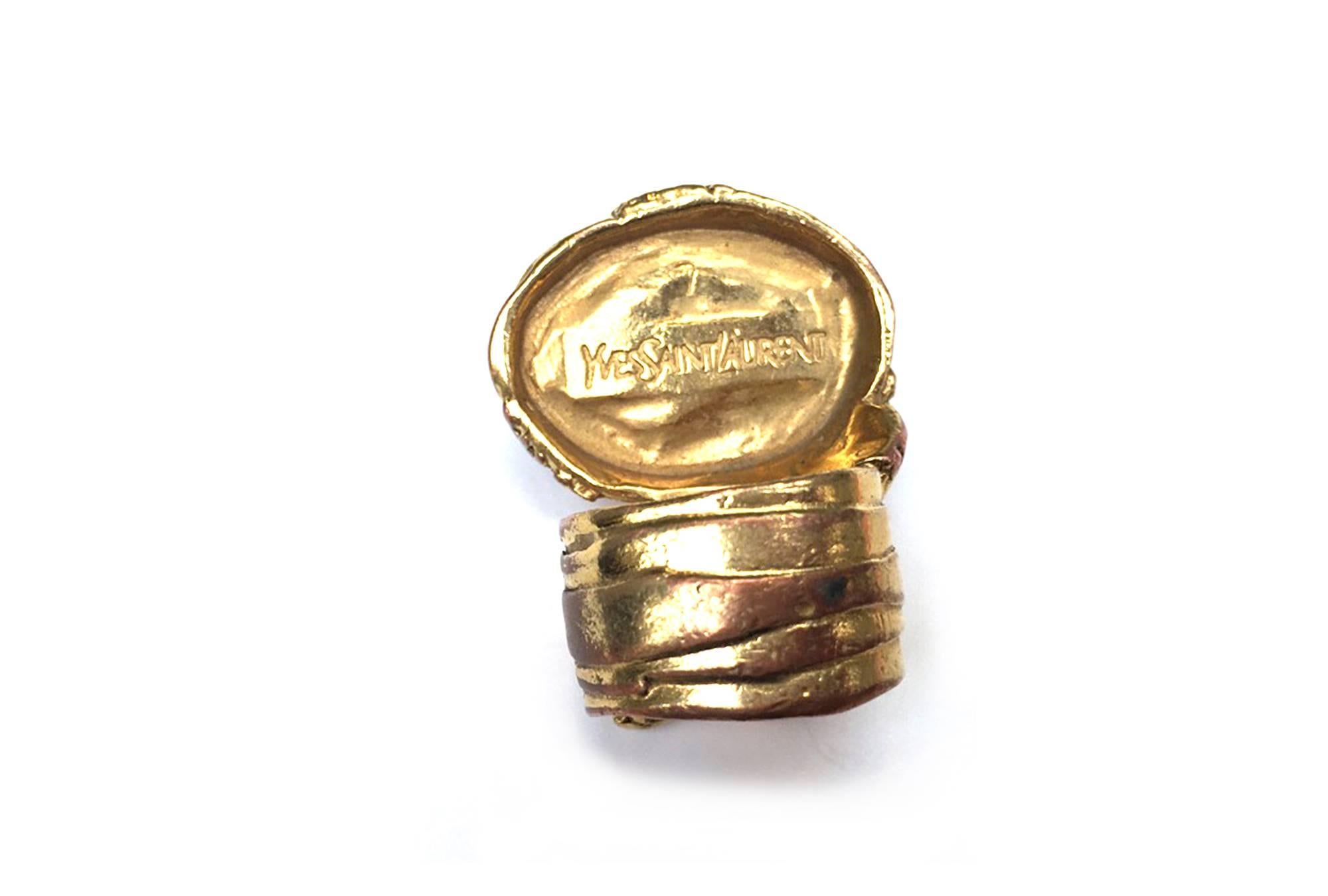 Yves Saint Laurent by Stefano Pilati gold ring w. turquios stone, Sz 9 3