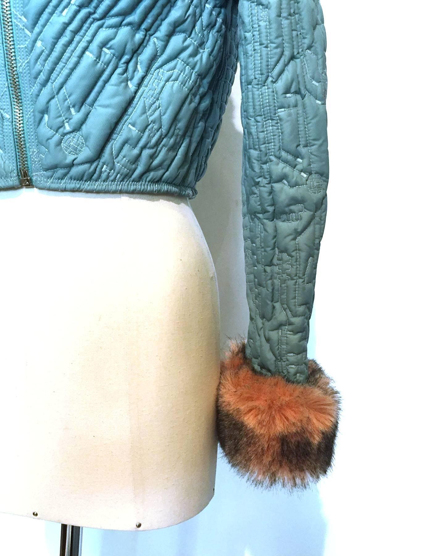 Jean Paul Gaultier quilted cropped jacket with fur details, Sz. S For Sale 1