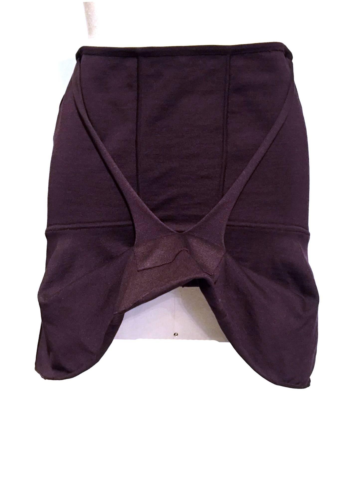 Black Original 90s Vintage Helmut Lang silk maroon abstract mini skirt, Sz. S For Sale