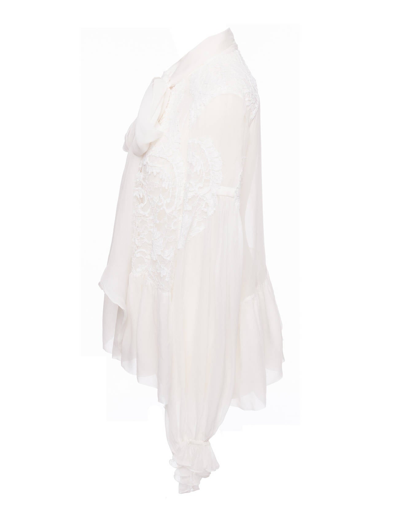Givenchy by Ricardo Tisci silk and lace peasant blouse, Sz. M In Excellent Condition In Berlin, DE