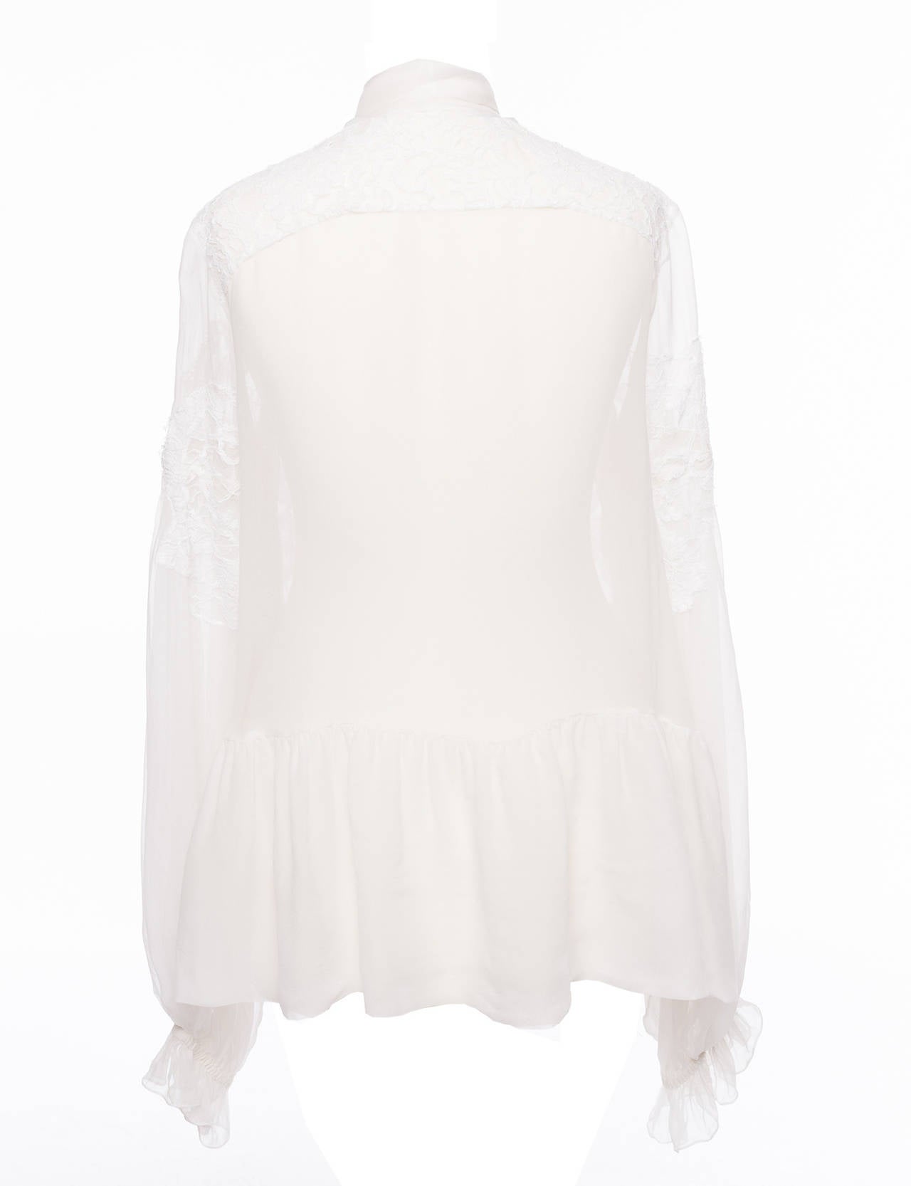Givenchy by Ricardo Tisci silk and lace peasant blouse, Sz. M 1