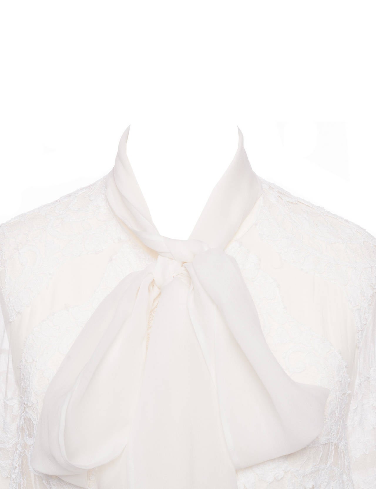 Women's Givenchy by Ricardo Tisci silk and lace peasant blouse, Sz. M