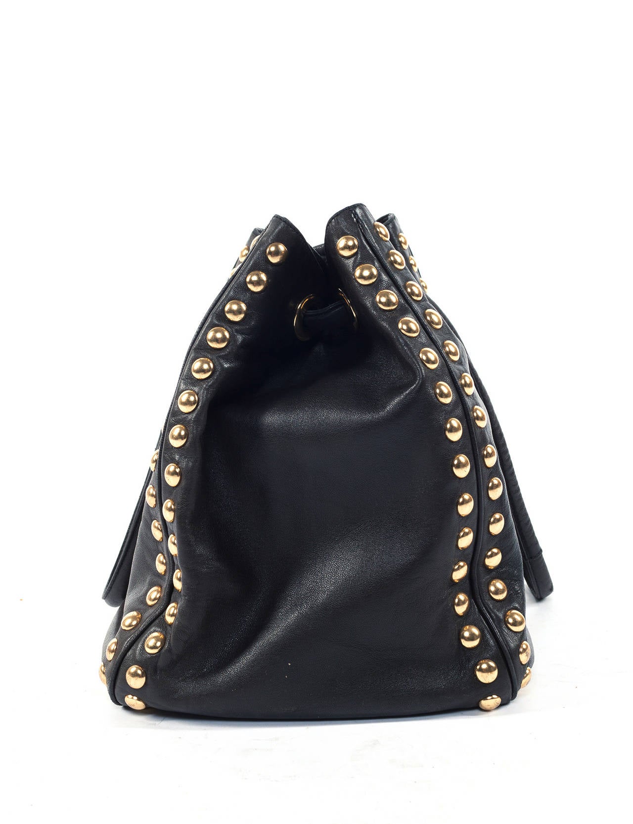 Women's Moschino Vintage 90's Large Tote Bag with gold studs