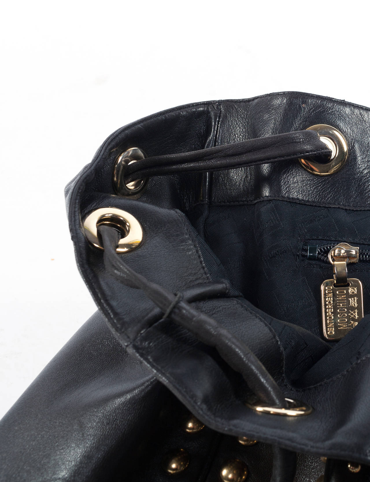 Moschino Vintage 90's Large Tote Bag with gold studs 2