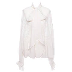 Givenchy by Ricardo Tisci silk and lace peasant blouse, Sz. M