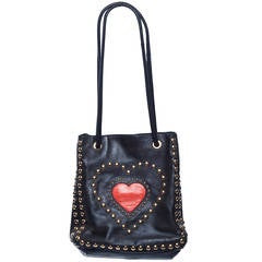 Moschino Vintage 90's Large Tote Bag with gold studs