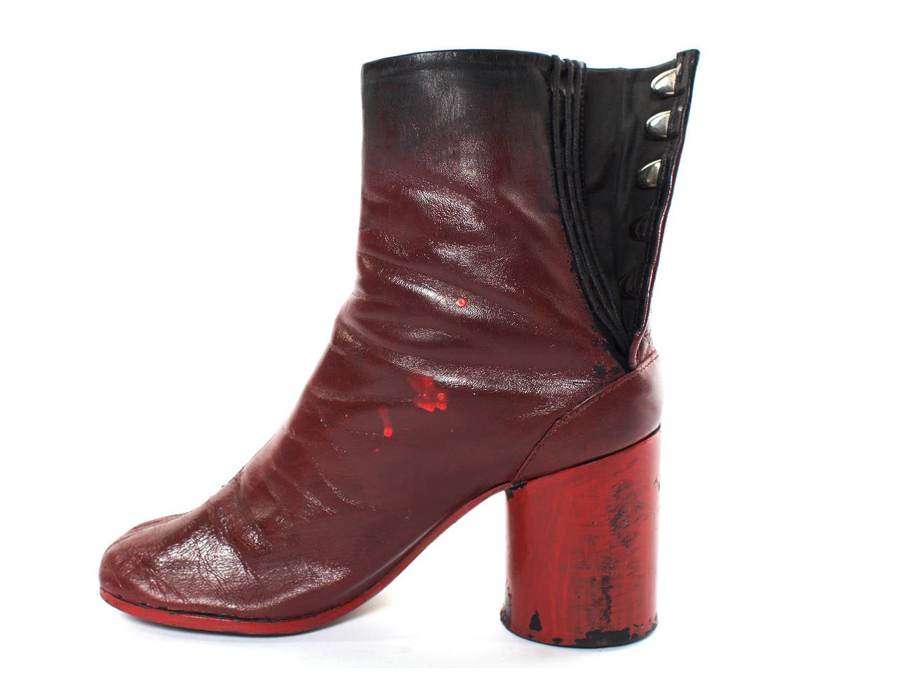Martin Margiela Vintage Painted Red Tabi Boots Winter 1996, Sz. 38 2
