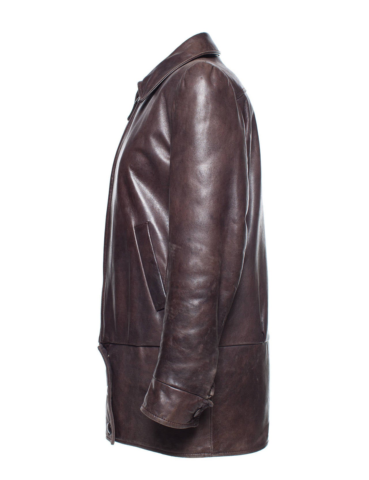 Black Martin Margiela Vintage Blouson Leather Jacket FW'04, Sz. S For Sale