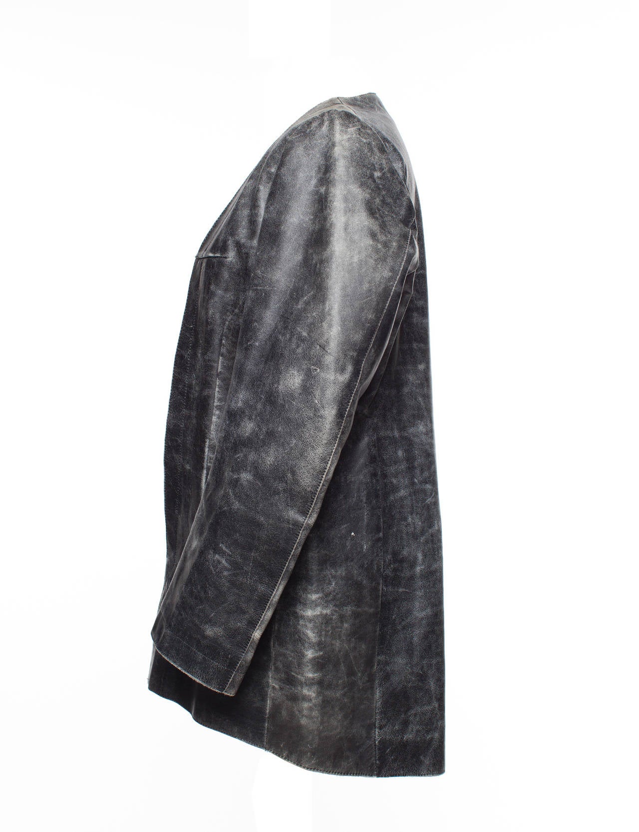 Martin Margiela Vintage distressed Flat Leather Tunic Winter 98-99, Sz. M In Excellent Condition In Berlin, DE