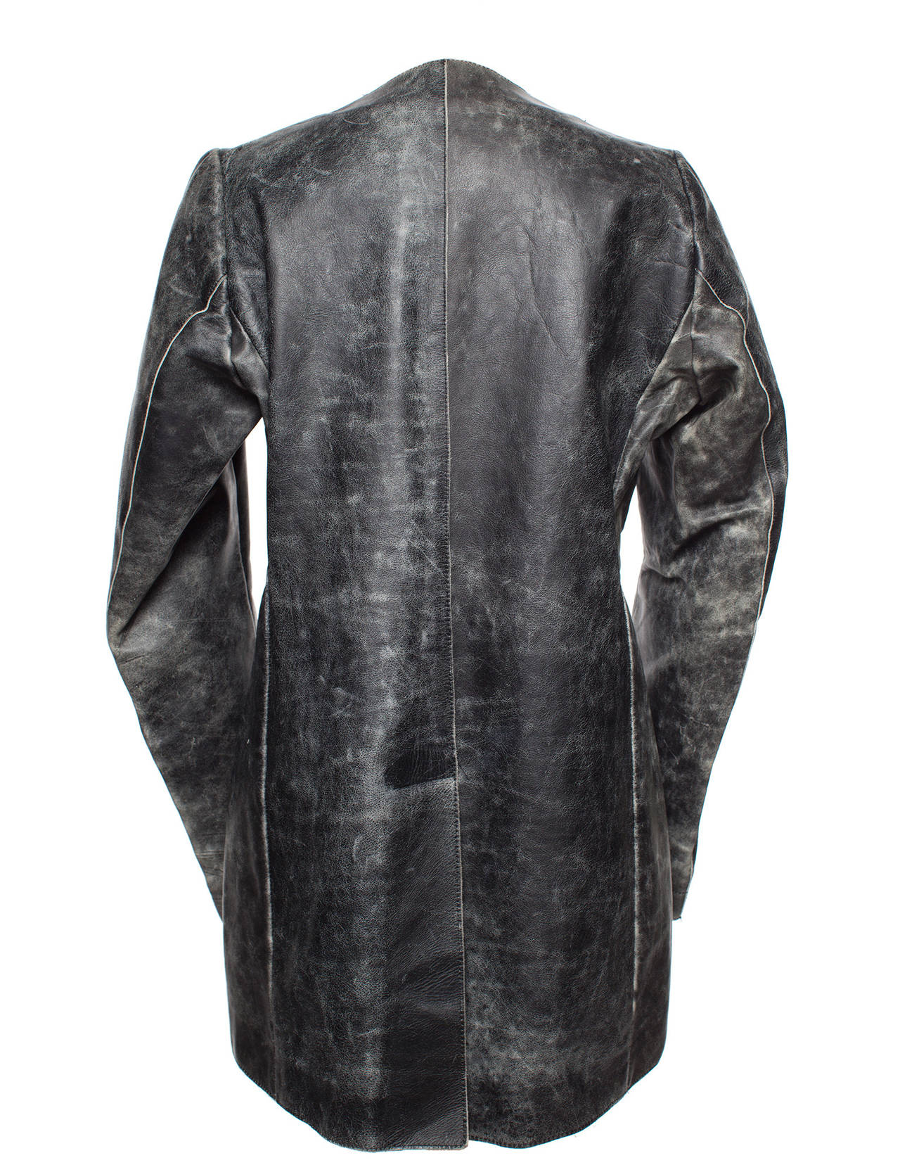 Women's Martin Margiela Vintage distressed Flat Leather Tunic Winter 98-99, Sz. M