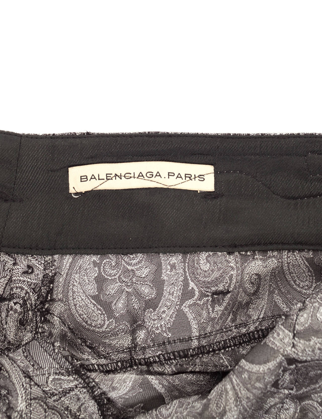 Early 2000s Balenciaga by Nicolas Ghesquiere Grey Paisley Pants, Sz. S 2