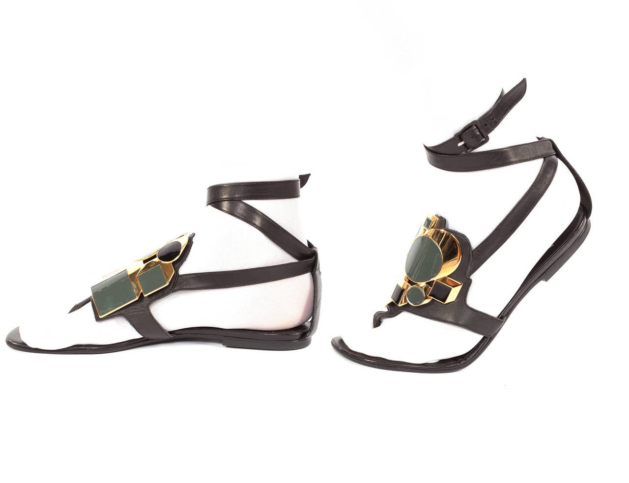 Pierre Hardy Jeweled front flat sandals, Sz. 7.5 In Excellent Condition For Sale In Berlin, DE