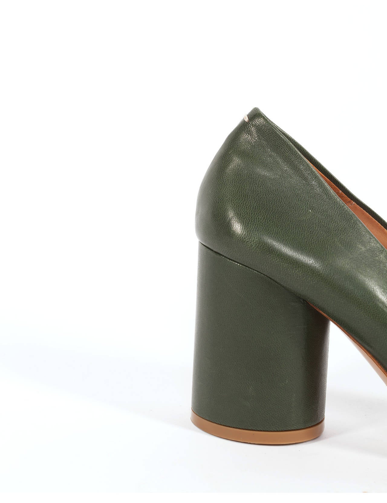 Martin Margiela Green Tabi Heels with straight front toe detail, Sz. 6.5 2