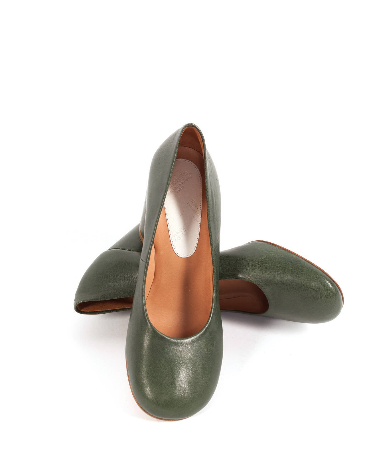 Women's Martin Margiela Green Tabi Heels with straight front toe detail, Sz. 6.5