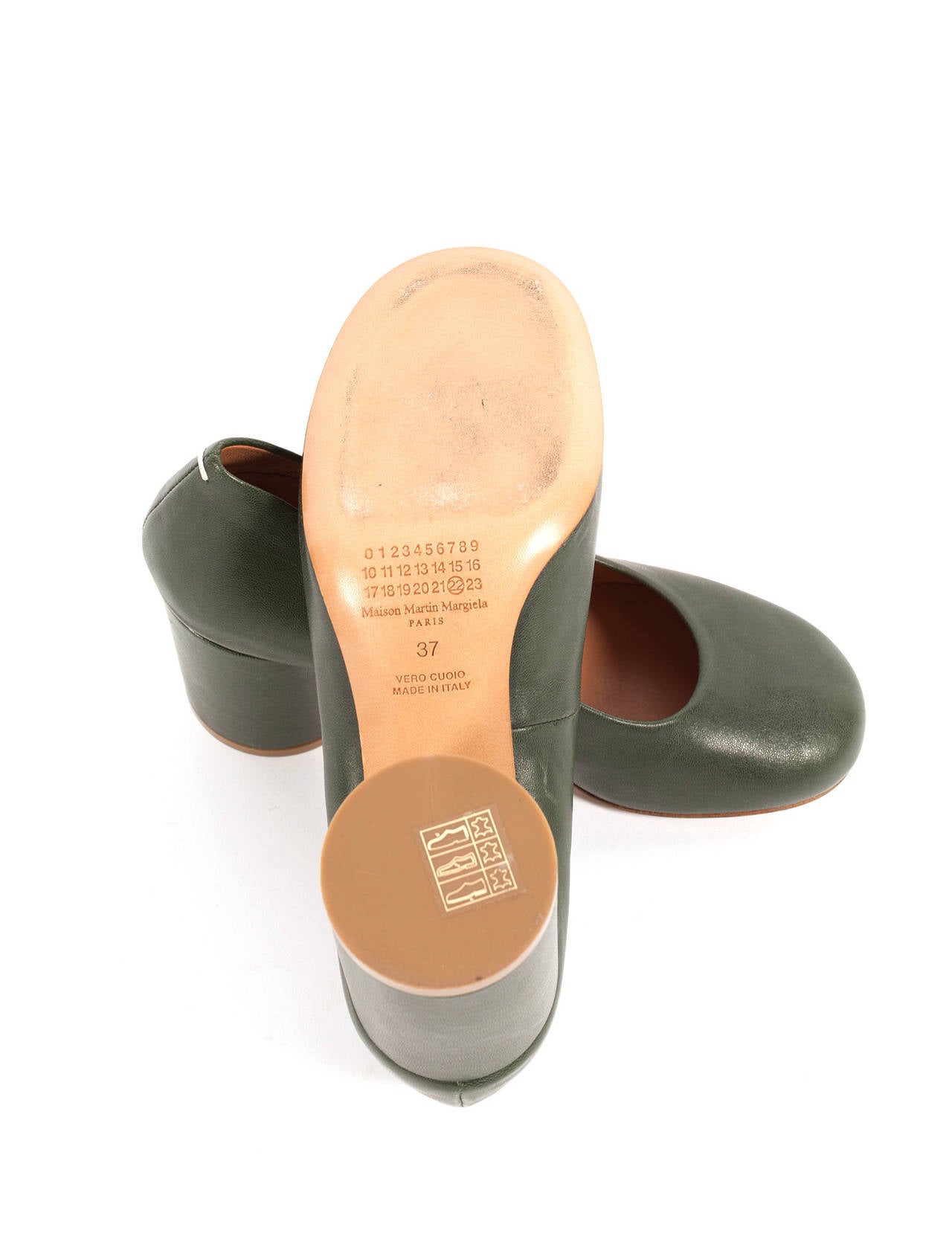 Martin Margiela Green Tabi Heels with straight front toe detail, Sz. 6.5 1