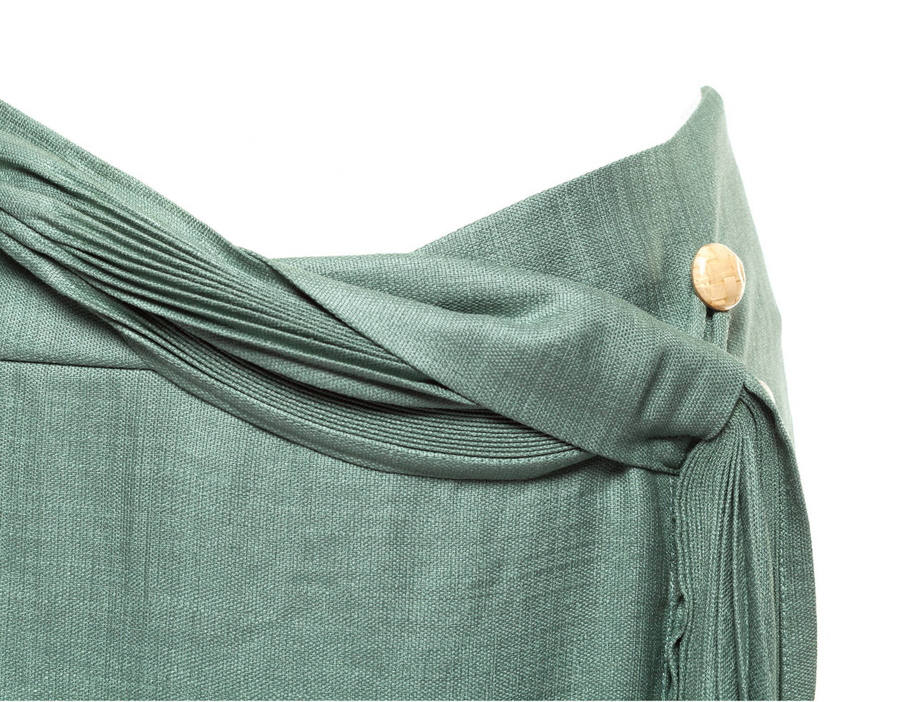 Vintage 90's Issey Miyake Celadon Green Skirt with pleated front detail, Sz. 8 1
