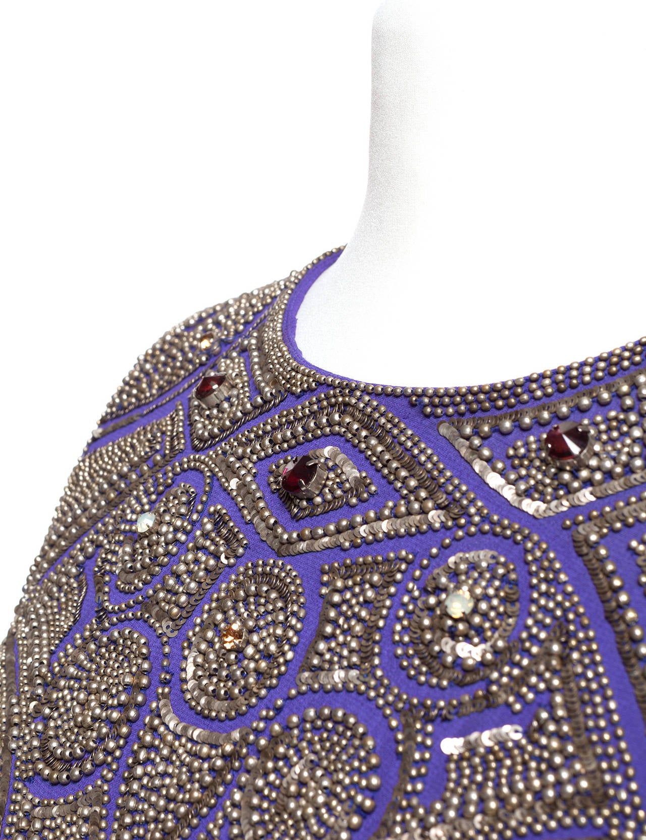 Matthew Williamson purple silk tunic with beaded front, Sz. 10 3