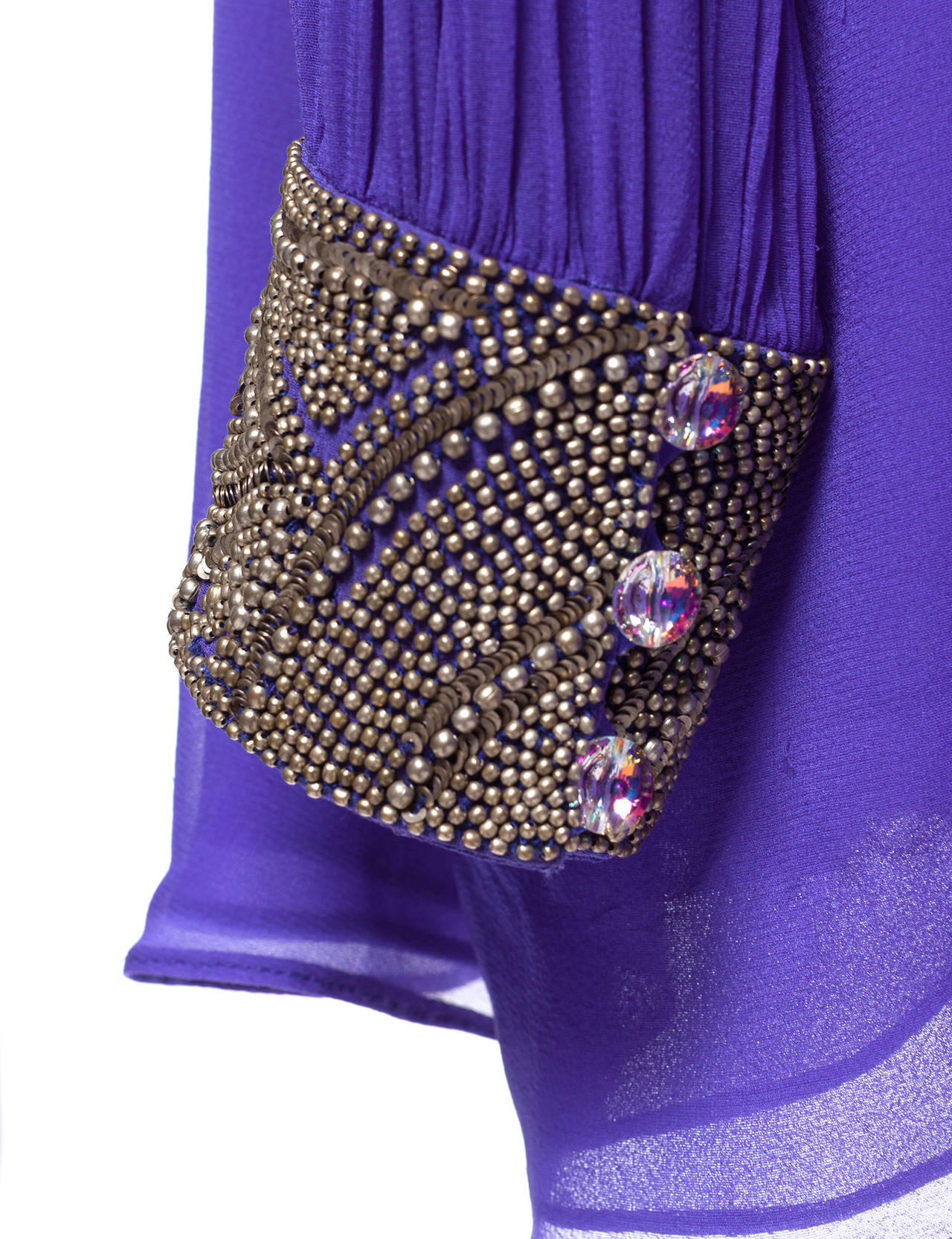 Matthew Williamson purple silk tunic with beaded front, Sz. 10 1
