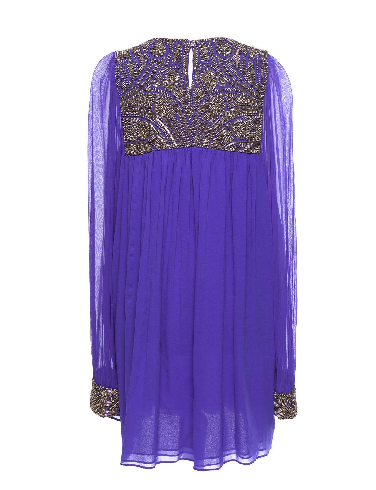 Women's Matthew Williamson purple silk tunic with beaded front, Sz. 10