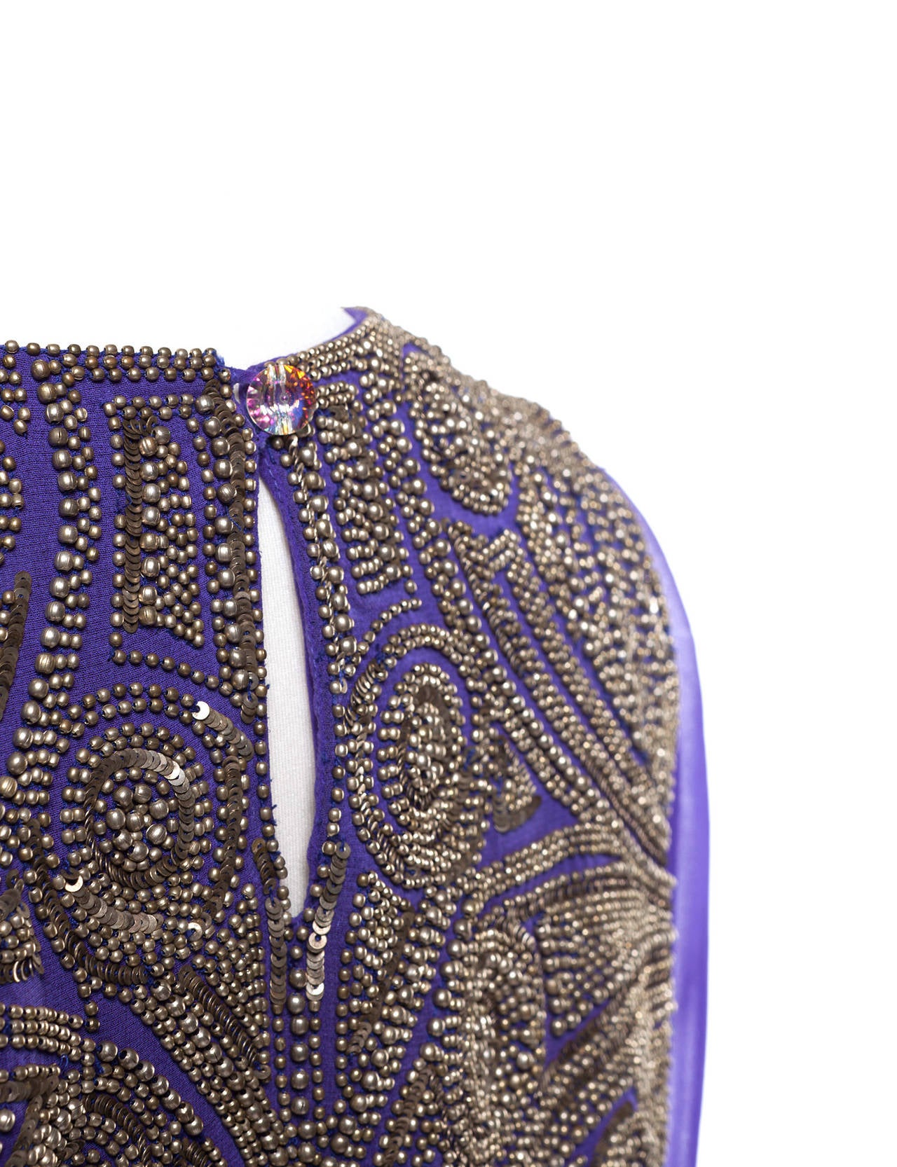 Matthew Williamson purple silk tunic with beaded front, Sz. 10 2
