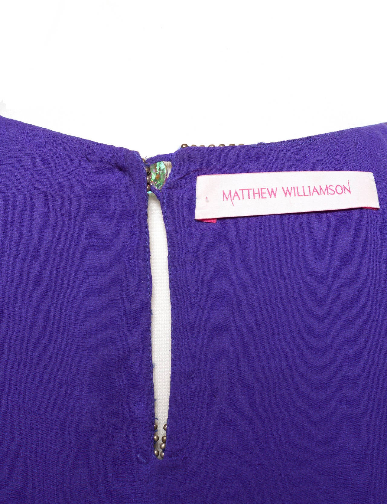 Matthew Williamson purple silk tunic with beaded front, Sz. 10 4