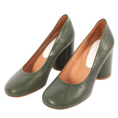 Martin Margiela Green Tabi Heels with straight front toe detail, Sz. 6.5