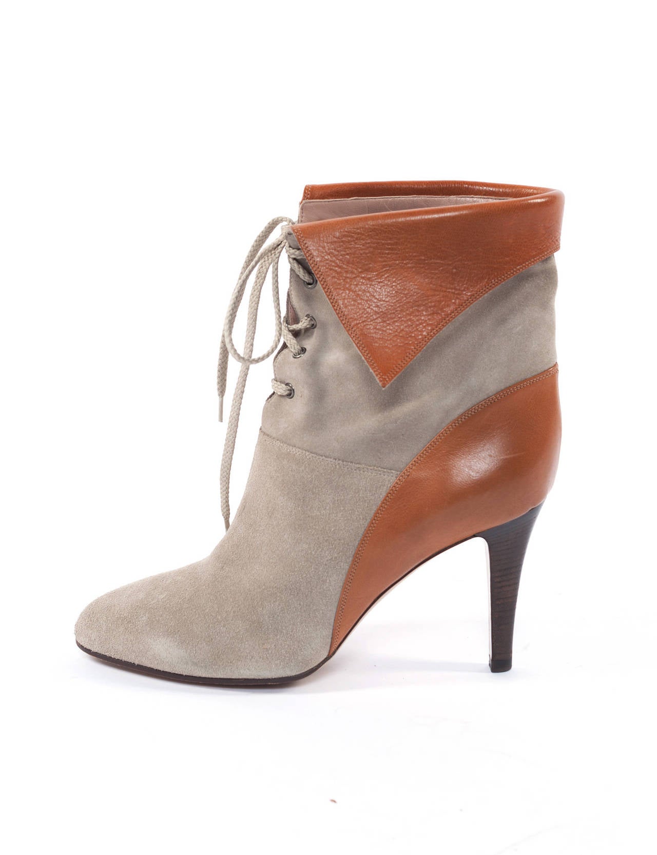 Chloe by Hannah Gibbon Catlyn Suede and leather booties fall 2009, Sz. 8 In Excellent Condition In Berlin, DE