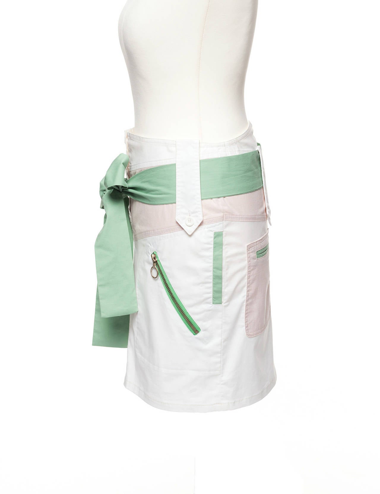 Chloe by Phoebe Philo Spring 2004 color blocked skirt, Sz. 8 In Excellent Condition For Sale In Berlin, DE
