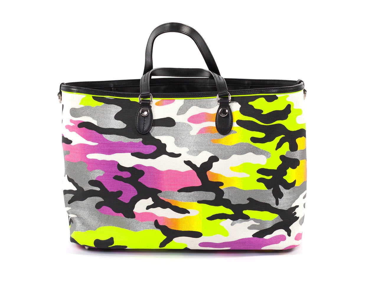 Dior X Anselm Rhyle Neon Camouflage large tote bag from SS 2012 In Excellent Condition In Berlin, DE