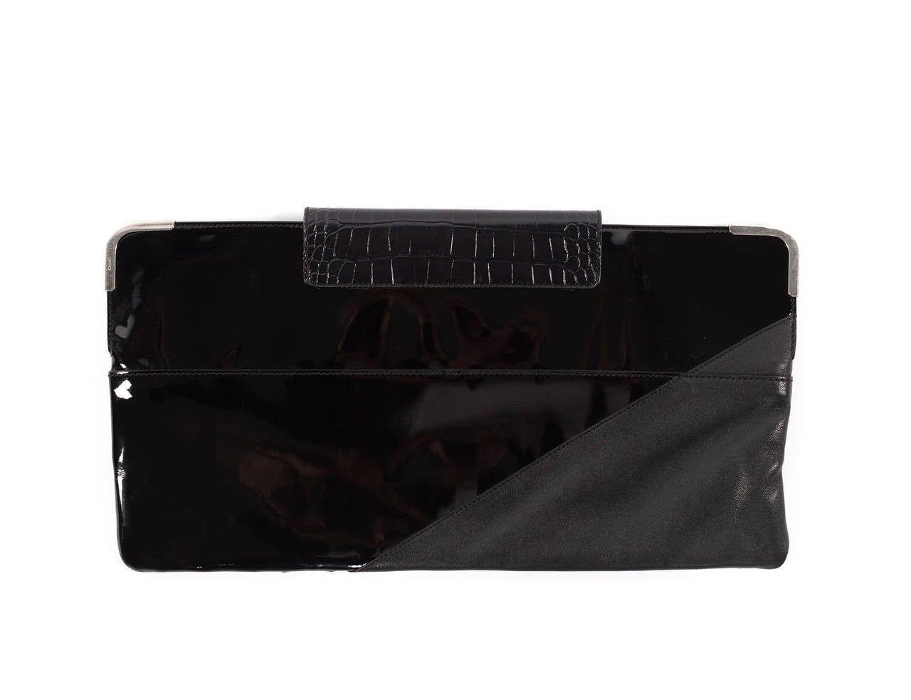 Black Chloe by Claire Waight Keller clutch with snakeskin accents from 2013 For Sale
