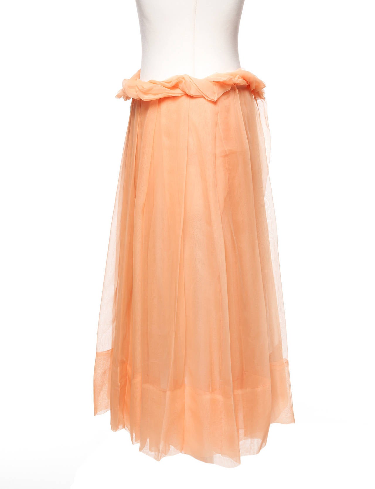 Chloe by Phoebe Philo Fluo Orange sheer skirt, Sz. 10 In Good Condition For Sale In Berlin, DE