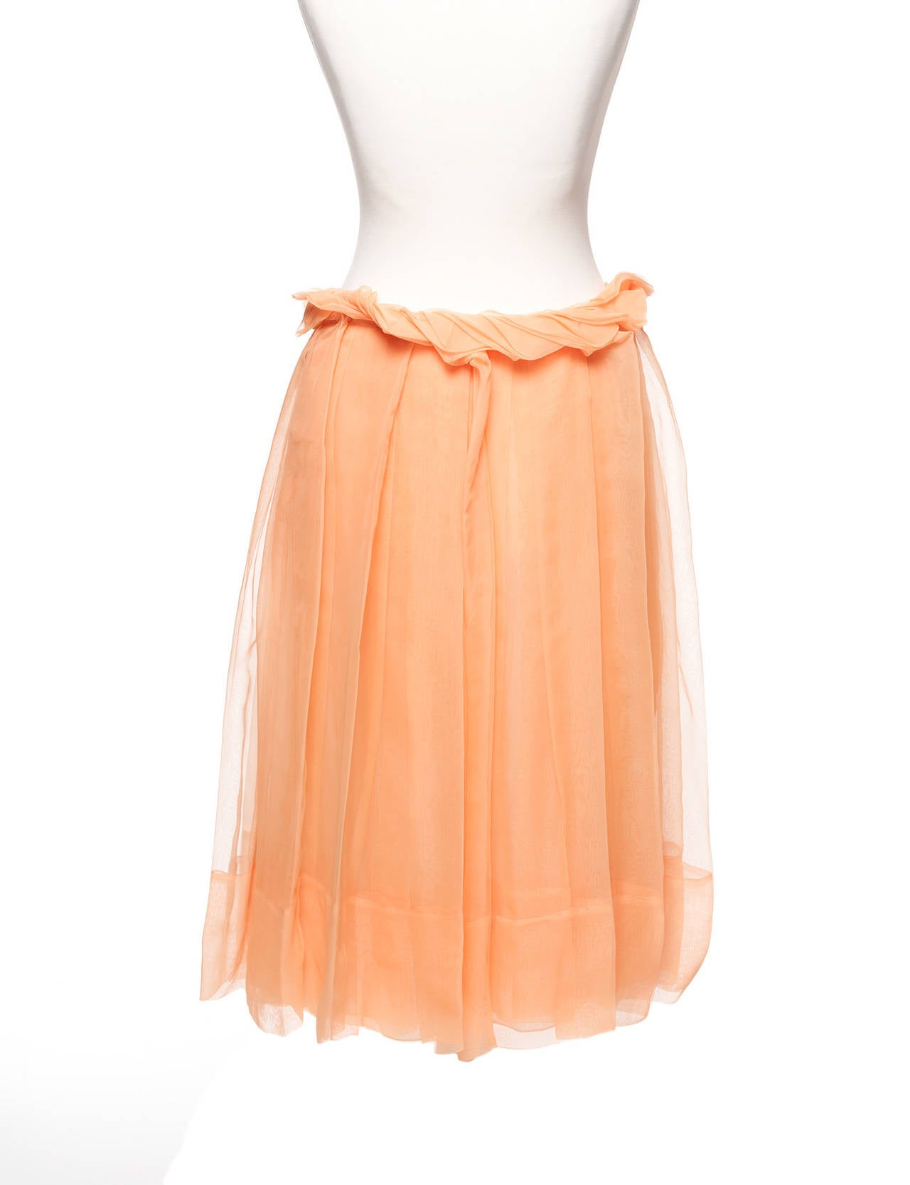 Women's Chloe by Phoebe Philo Fluo Orange sheer skirt, Sz. 10 For Sale