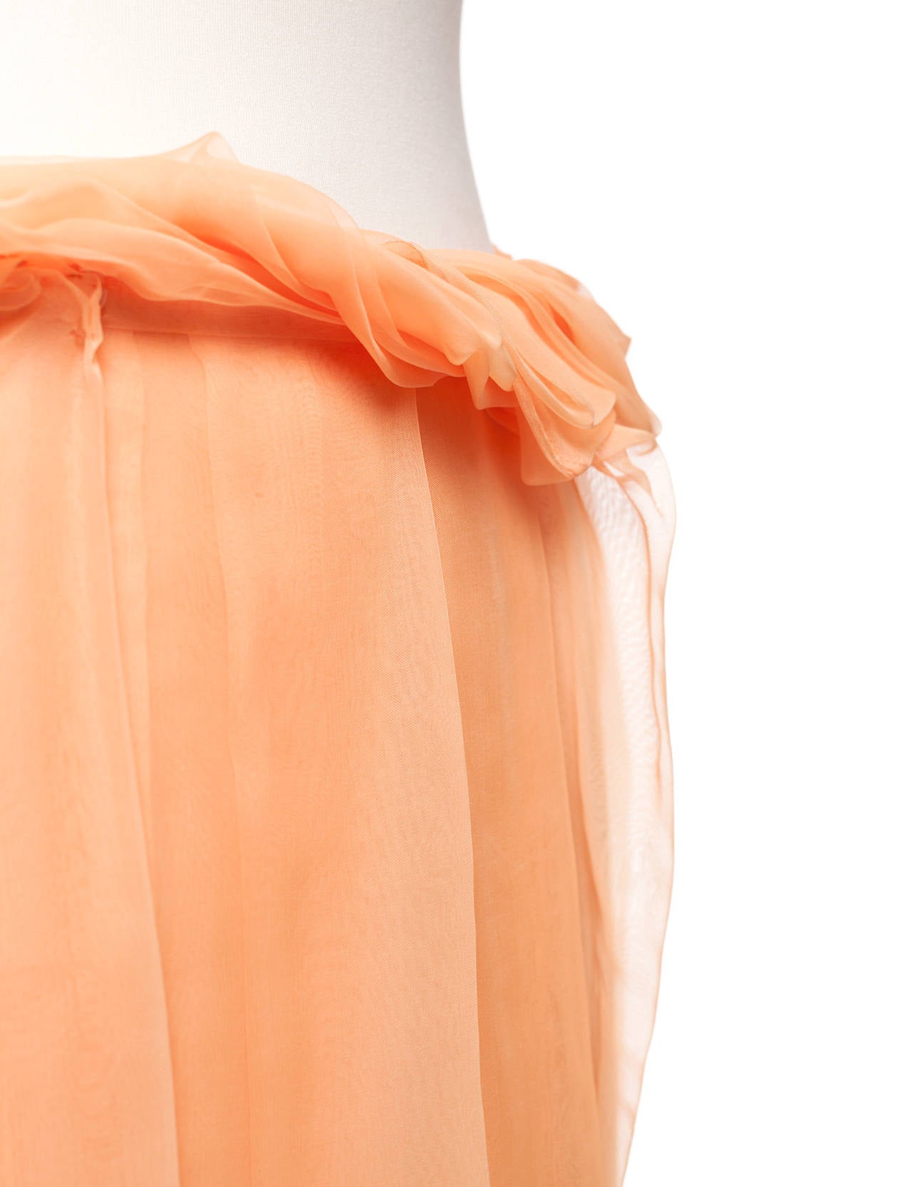 Chloe by Phoebe Philo Fluo Orange sheer skirt, Sz. 10 For Sale 1