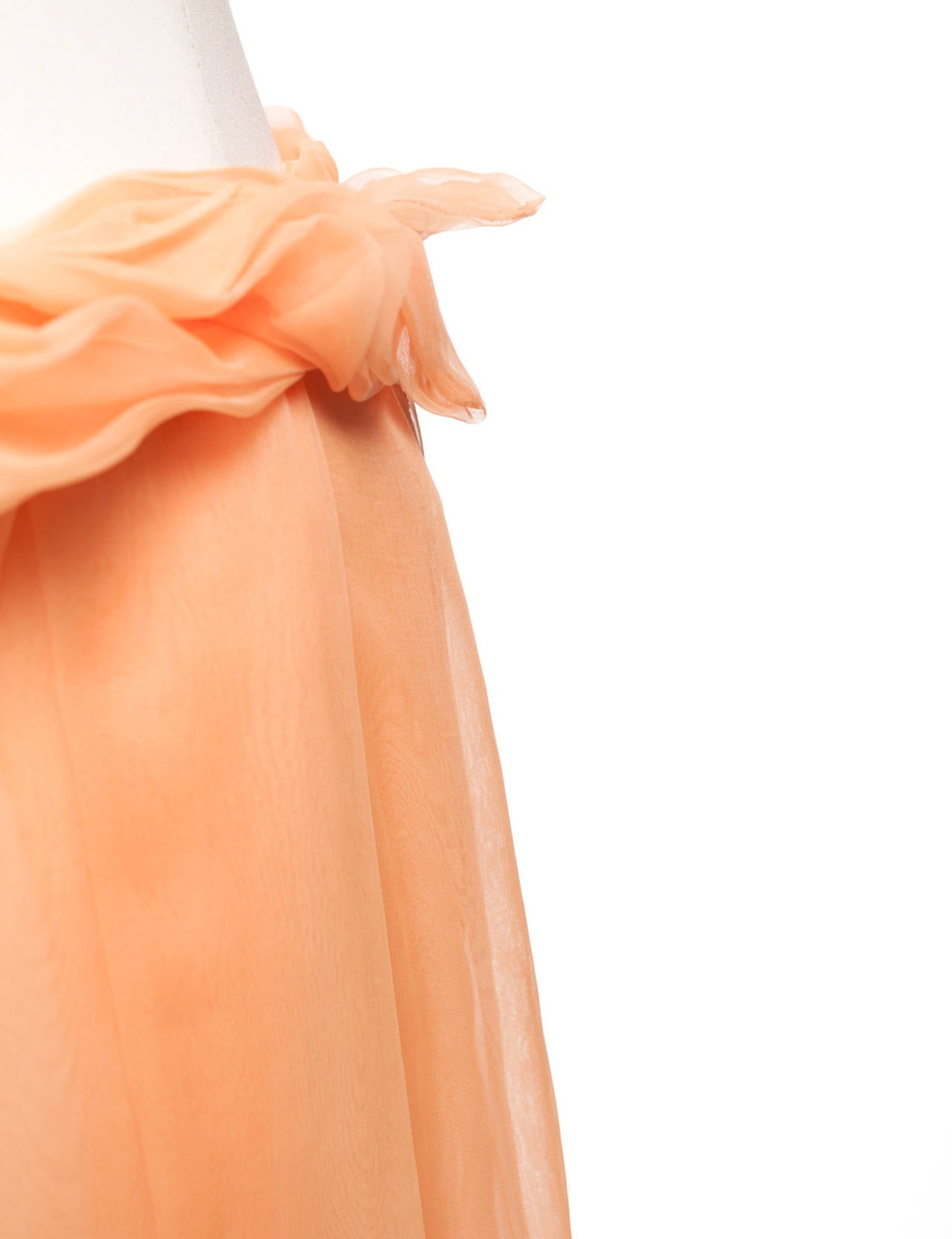 Chloe by Phoebe Philo Fluo Orange sheer skirt, Sz. 10 For Sale 2