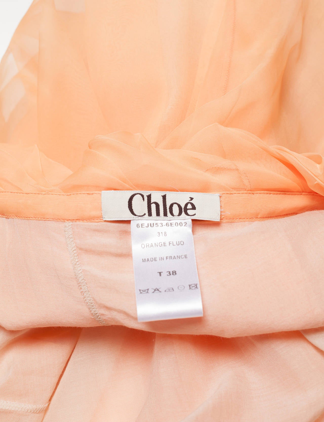 Chloe by Phoebe Philo Fluo Orange sheer skirt, Sz. 10 For Sale 5