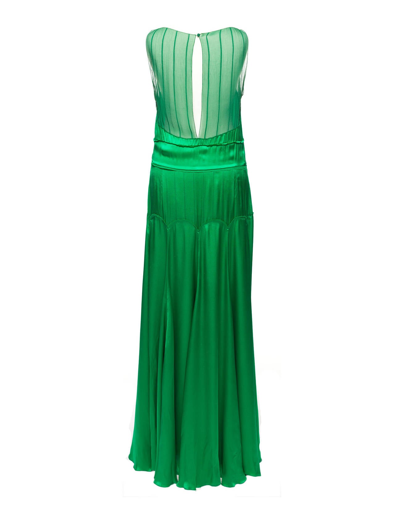 Chloe By Phoebe Philo green silk 1920's style evening dress, Sz. S In Good Condition In Berlin, DE