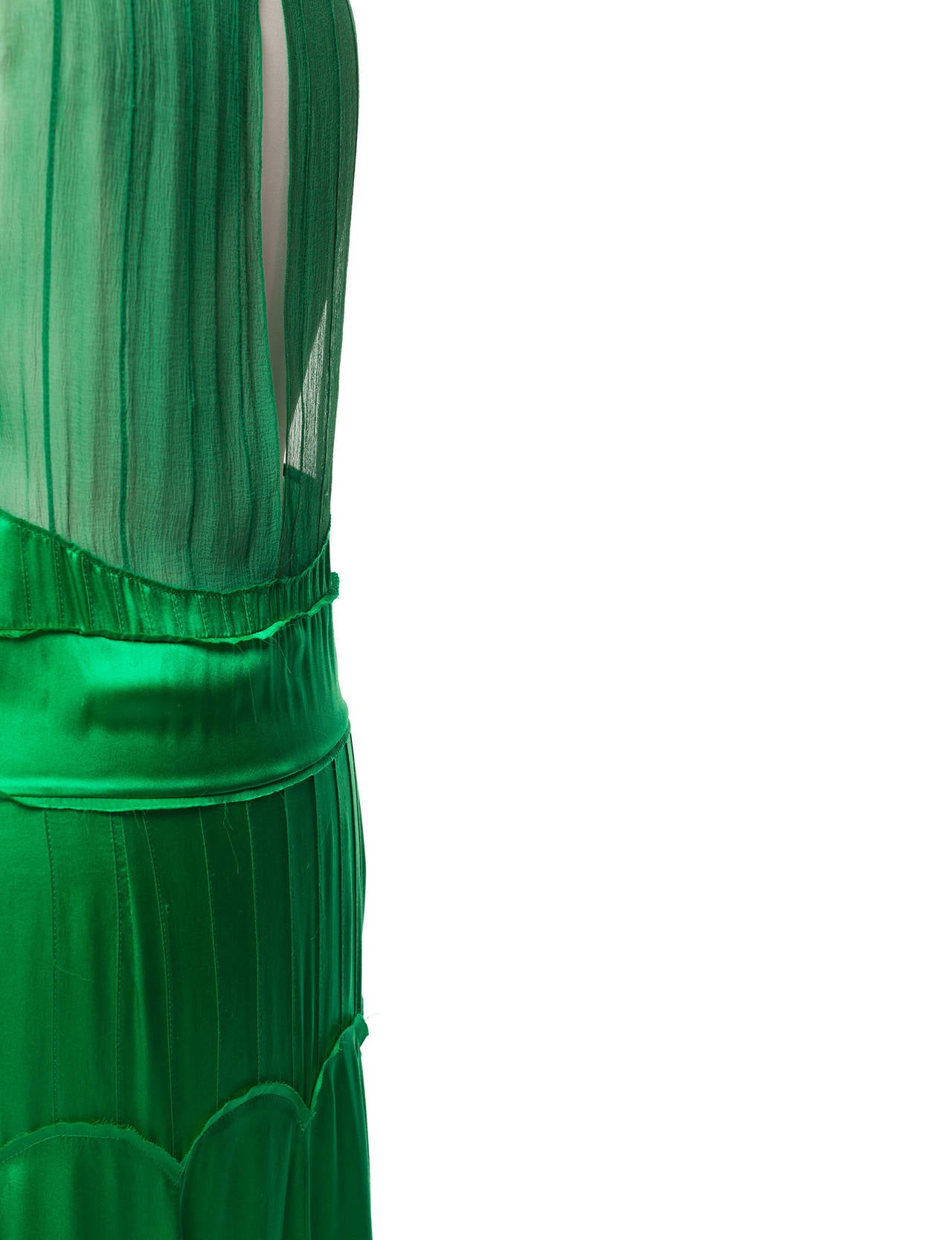 Chloe By Phoebe Philo green silk 1920's style evening dress, Sz. S 1