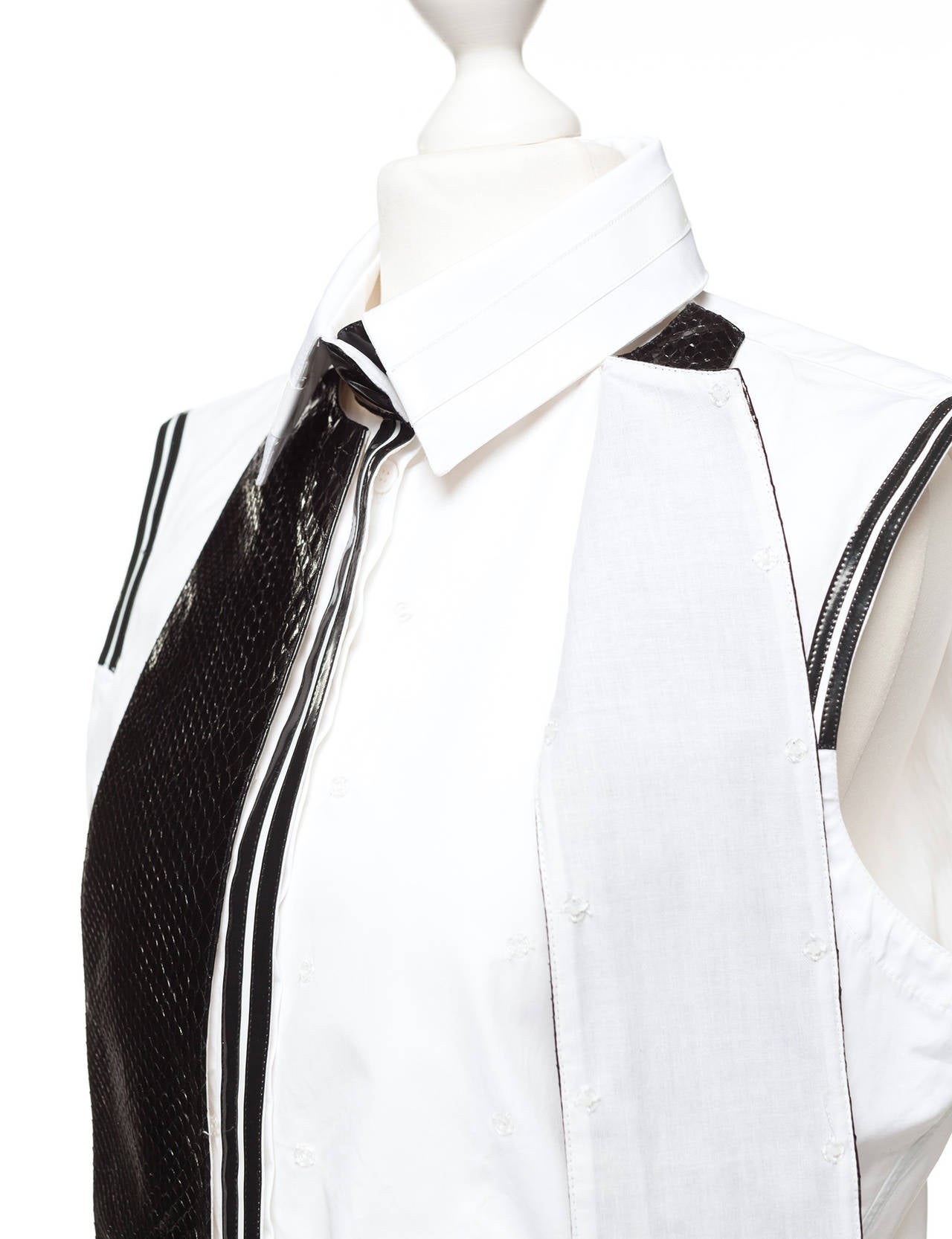 Balenciaga By Nicolas Ghesquiere Sleeveless shirt with python details, Sz. M 5