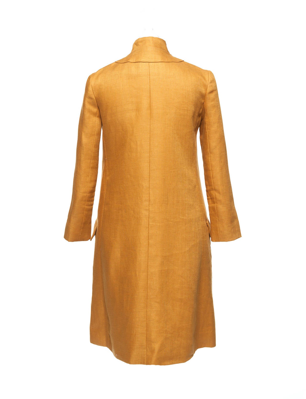 Orange Chloe by Phoebe Philo Mustard linen 60's style coat, Sz. S