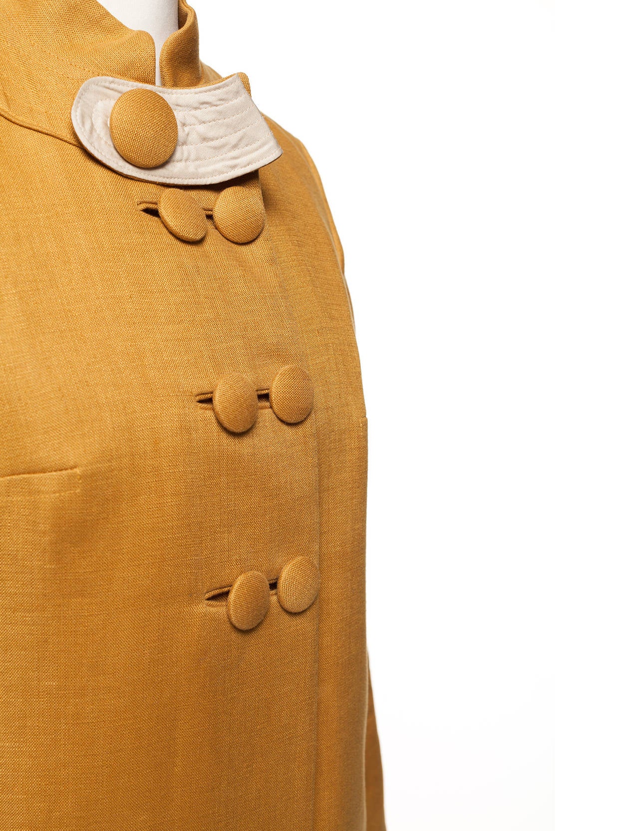 Chloe by Phoebe Philo Mustard linen 60's style coat, Sz. S 1