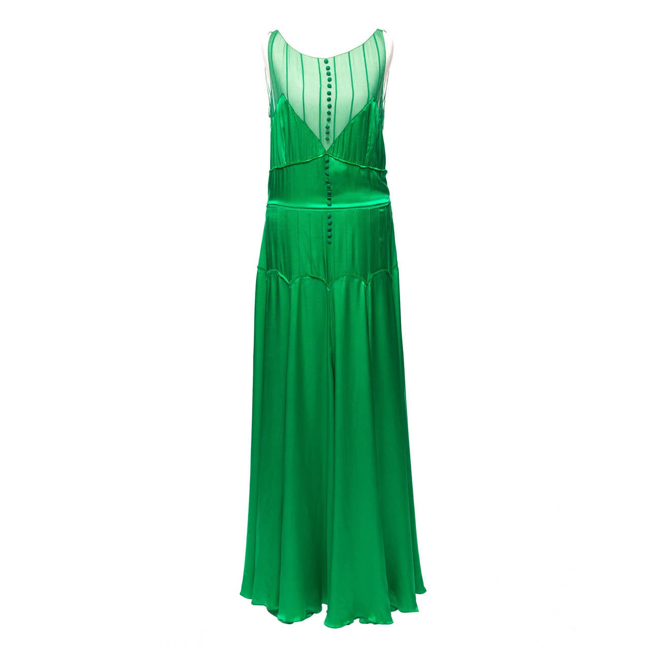 Chloe By Phoebe Philo green silk 1920's style evening dress, Sz. S