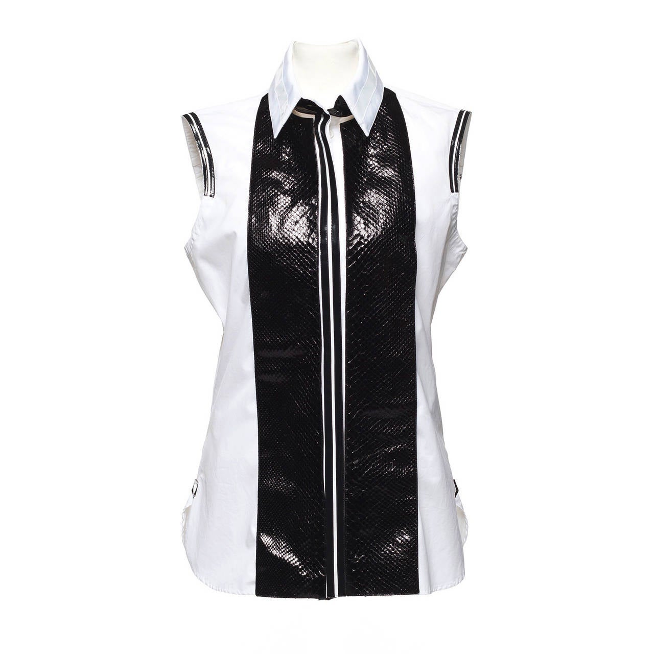 Balenciaga By Nicolas Ghesquiere Sleeveless shirt with python details, Sz. M