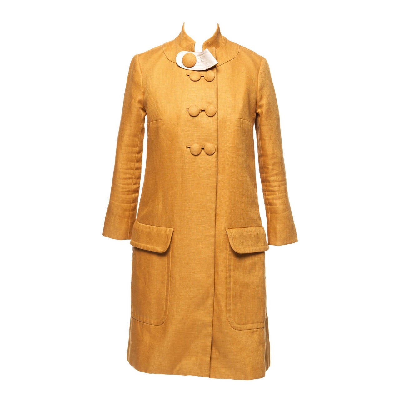 Chloe by Phoebe Philo Mustard linen 60's style coat, Sz. S at 1stDibs