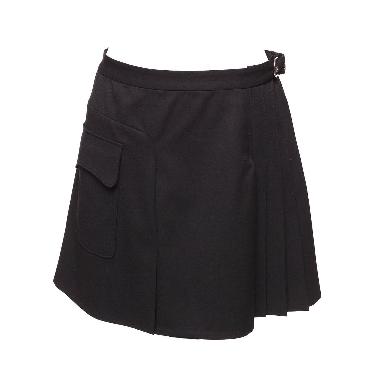 Balenciaga by Nicolas Ghesquire pleated cargo mini skirt.